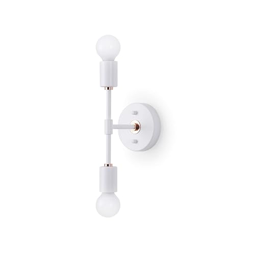 BRIGHTTIA 2 Light Wall Sconce - Modern Minimalist Bathroom Vanity and Hallway Lighting - Mid Century Industrial Exposed Bulb Wall Lamp - Flush Mount