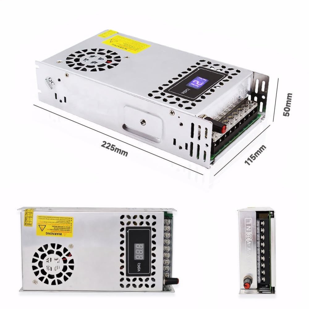 SWTPWR Variable Power Supply DC 0-12V 600W with LED Display 12V Power Supply Adjustable AC to DC Converter 110V to 12V Designed for LED Light Car…