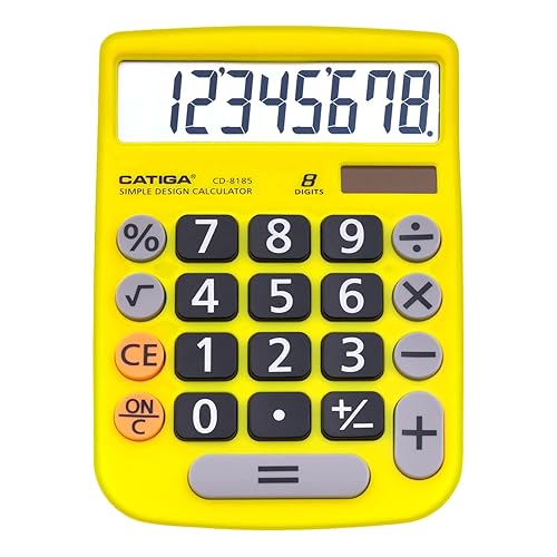 CATIGA Desktop Calculator 8 Digit with Solar Power and LCD Display, Big Buttons, for Home, Office, School, Class and Business, 4 Function Small Basic