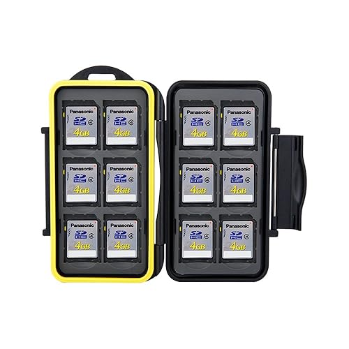 JJC MC-SD12 Water Resistant Holder Storage Memory Card Case fits 12 SD Cards