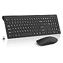 Wireless Keyboard and Mouse Combo, Silent Full-Size Computer Keyboard with Calculator Button, 2400 DPI Mice, Quiet Click, Slim Cordless USB Set