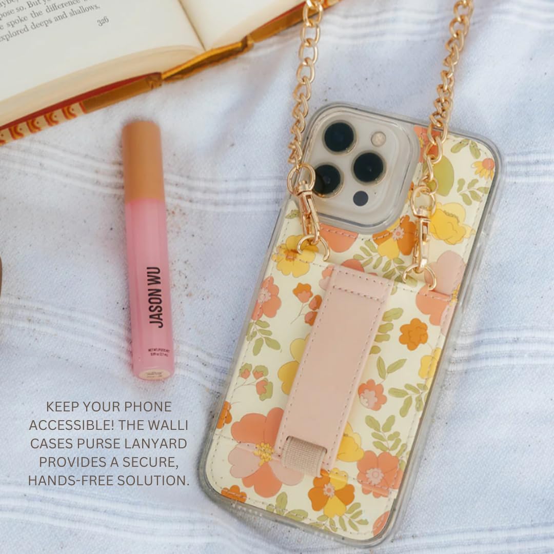 Walli Crossbody Phone Strap Lanyard - Gold Chain Cell Phone Lanyard for Women, Adjustable Crossbody Holder, Secure Phone Case Attachment, Only Purse