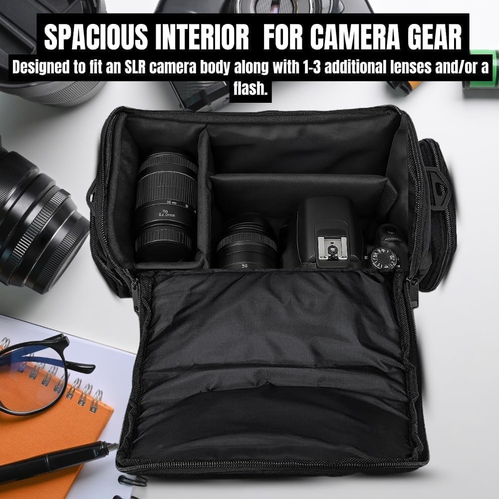 eCostConnection Deluxe Large Digital Camera/Video Padded Carrying Bag/Case for Nikon, Sony, Pentax, Olympus Panasonic, Samsung, and Canon DSLR Cameras
