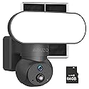 AQUZO 2K Floodlight Camera Solar Powered, 1500 Lumens Security Light, Wireless Outdoor Cam with 360° PTZ, Human/Vehicle/Animal AI Detection, Color