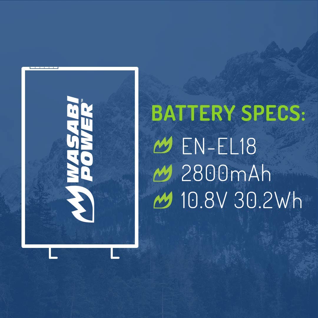 Wasabi Power Battery for Nikon EN-EL18, EN-EL18a, EN-EL18b, EN-EL18c and Nikon D4, D4S, D5, D6, D850 (with adapters/Grips)