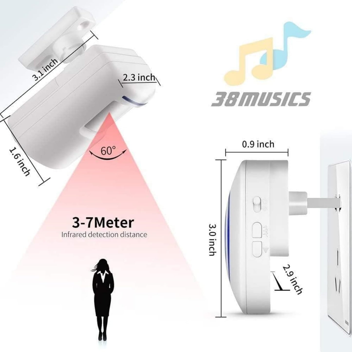 Long Range Wireless Driveway Alarm- Security Driveway Alert, Motion Detector Driveway Motion Sensor Alarm to Monitor and Protect Home Property (2