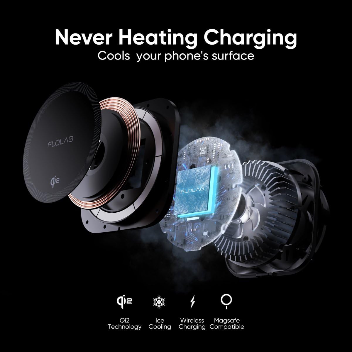 FLOLAB Qi2 15W Wireless Car Charger for iPhone 16/15/14/13/12 Qi2 Car Charger, Magnetic Vent Mount/Dashboard Mount Car Phone Holder, Fast Charging
