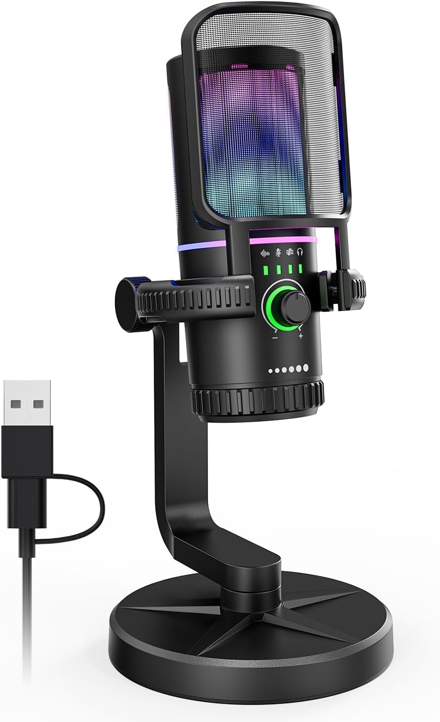 SINWE Gaming Microphone with Noise Cancelation & Gain Control- USB PC Mic for Streaming, Gaming, Podcasts, PC, PS4 -Includes Pop Filter, Shock Mount
