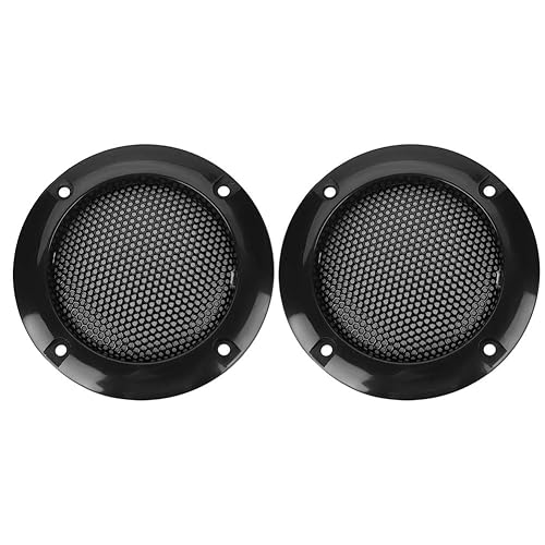 2Pcs 2inch Speaker Grill Cover, Speaker Decorative Steel Mesh Circle Car Speaker Protective Mesh Cover Replacement(Black)
