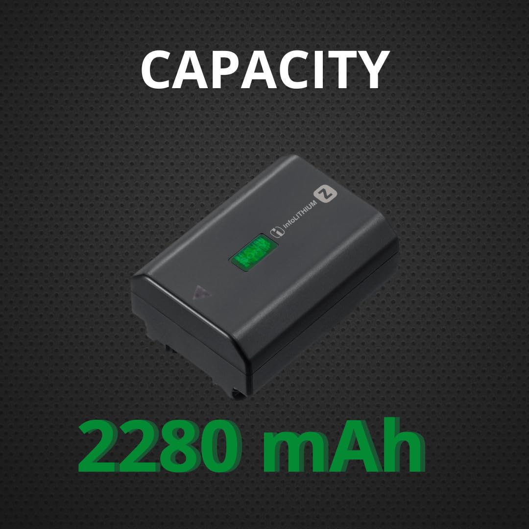 Sony NP-FZ100 Z-Series Rechargeable Camera Battery with 2280mAh High-Capacity Alpha Cameras A7 III, A7 IV, A7R III/IV/V, A7S III, A9/II/III, A1