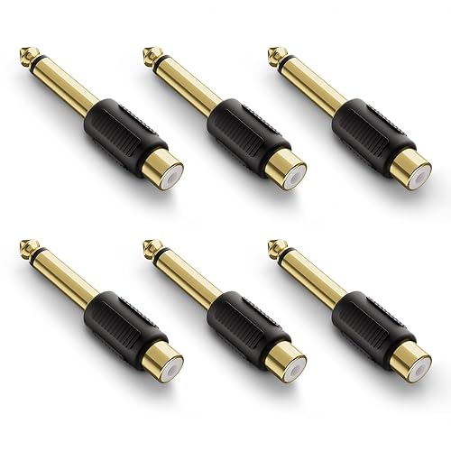 VCE RCA to 1/4" Audio Adapter, 6.35mm Mono Plug Male to RCA Female Connectors, Suitable for Speakers, Amps, Home Theater Systems, and Audio Equipment