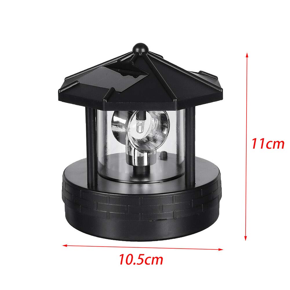 Solar Powered Lighthouse Garden Light,4.13 x 4.33 in, 360° Rotating LED Beacon, IP44 Waterproof Outdoor Decor Statue for Yard, Lawn, Patio, Balcony