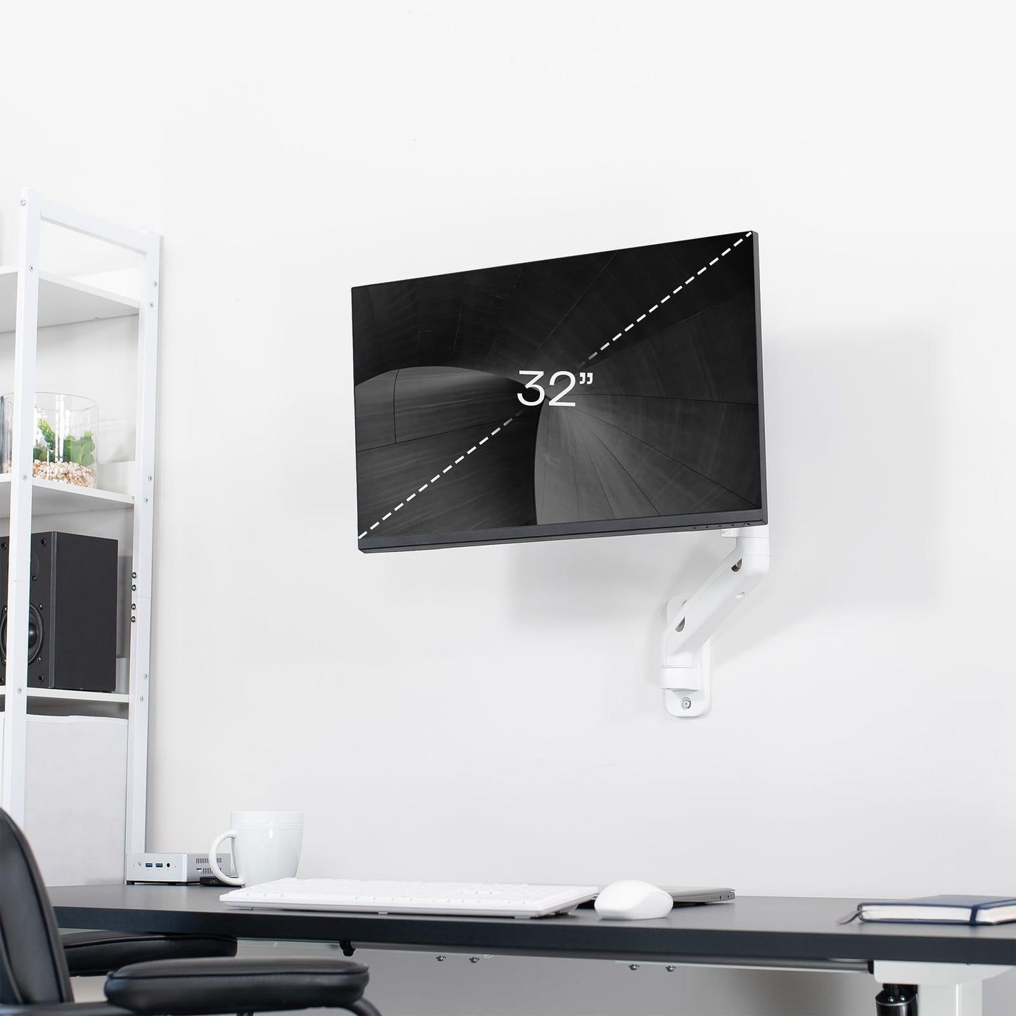 VIVO Single Monitor Counterbalance Wall Mount for 32 inch Screens up to 19.8 lbs, Full Motion, Max VESA 100x100, White, MOUNT-V001GW