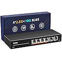 10Gb Ethernet Switch Unmanaged with 2 x 10Gbe RJ45 Ports, 4 x 2.5G Base-T Ports, Plug and Play, VLAN, Wall Mount, YuanLey 6-Port 10 Gigabit Network