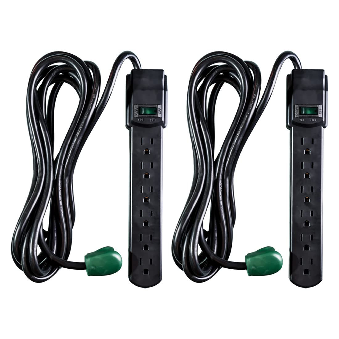 GoGreen Power GG-16103M-12BK-2 Outlet Surge Protector, Pack of 2, Black