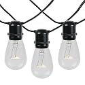 Novelty Lights 37.5 Feet, 25 in-Line E26 Sockets, S14 String Light Set with Clear Incandescent Bulbs, Heavy Duty Black Wire Patio Lights, Weather