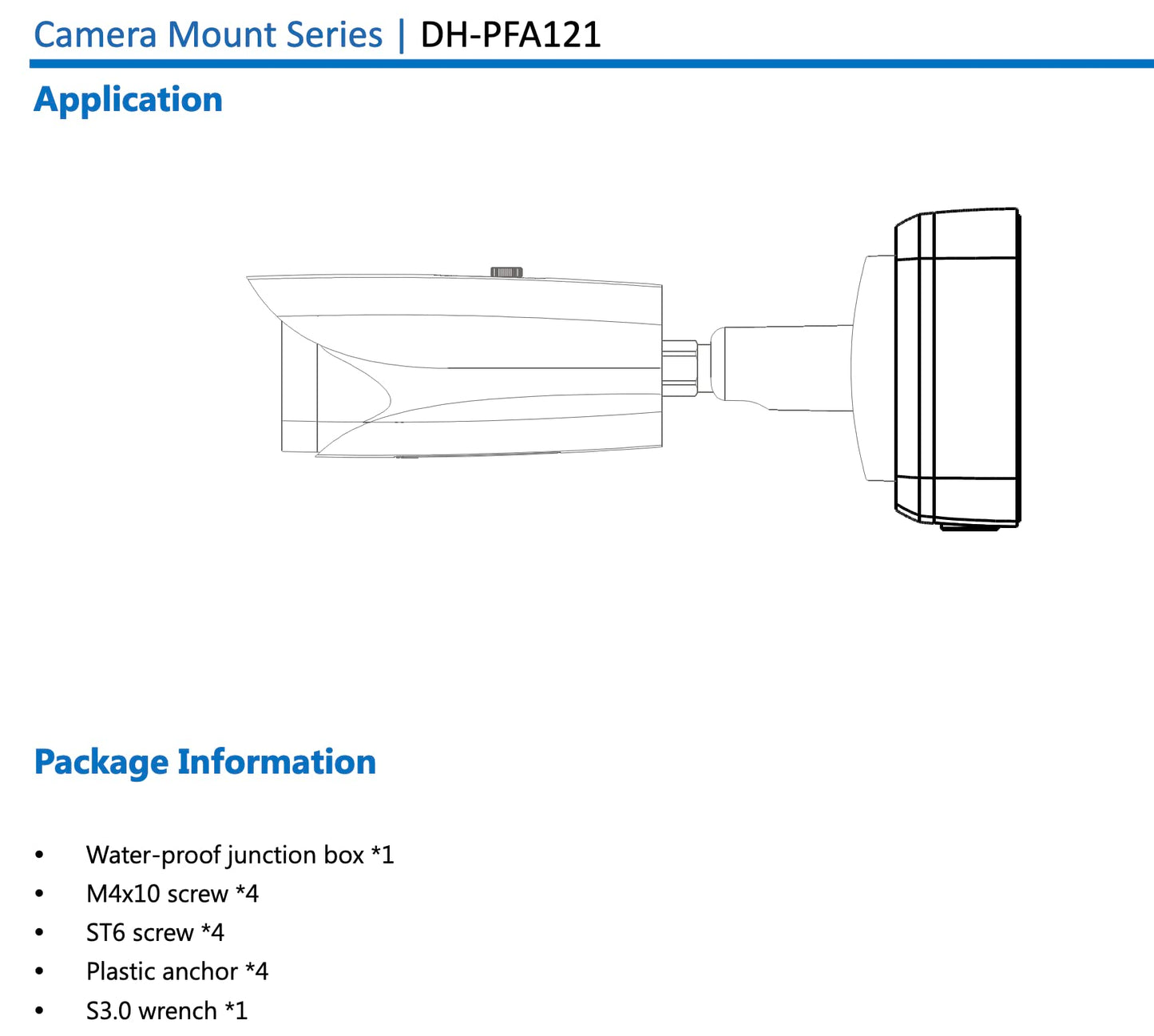 PFA121 Water-Proof Aluminum Junction Box for Dahua Bullet IP Security Cameras Outdoor Usage HAC-HFW1100R/ HFW2220R/HDW1100R, White