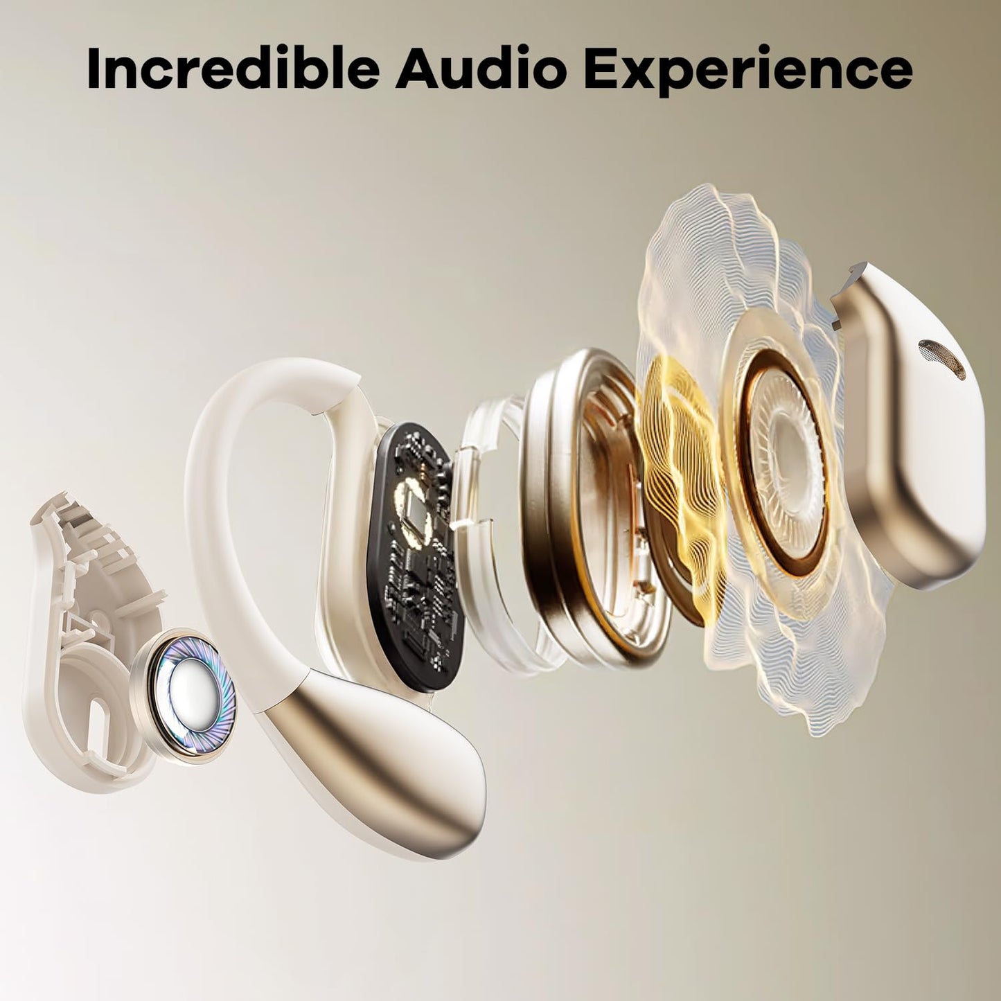 Open Ear Headphones Wireless Bluetooth, 60hrs Play 8D Sound Earphone Sport Earbuds with LED Display Over-Ear Buds with Earhooks Built-in Mic Headset…