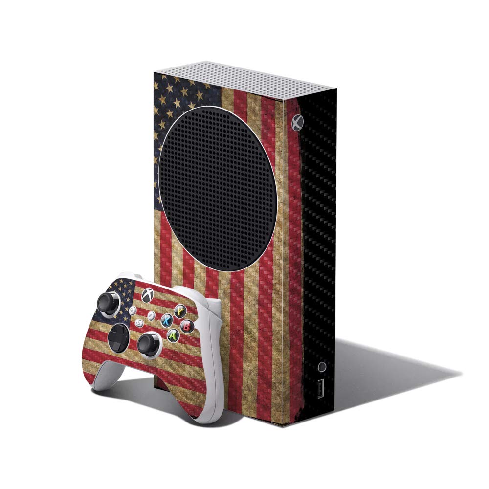 MightySkins Carbon Fiber Skin Compatible with Xbox Series S Bundle - Vintage Flag | Protective, Durable Textured Carbon Fiber Finish | Easy to Apply
