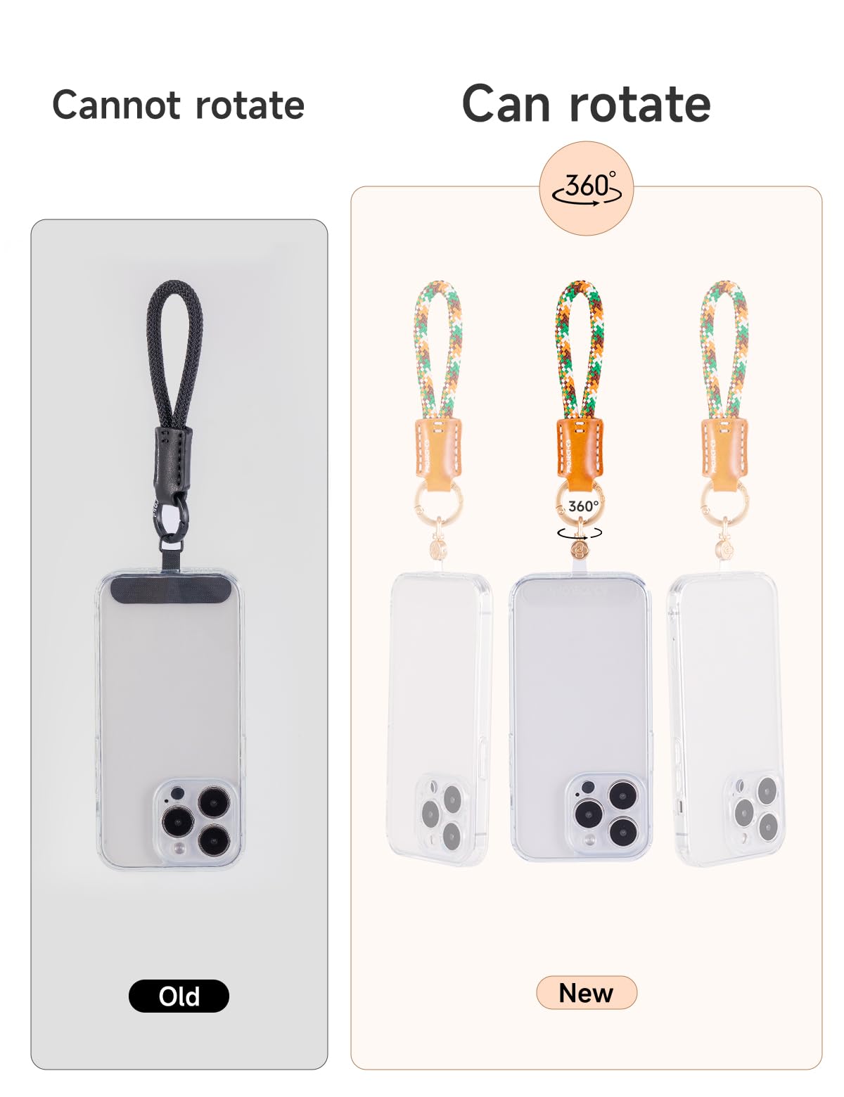 project-cb Phone Tether Tab 2 Pack,Universal Phone Lanyard Patch without Adhesive,Phone Strap Replacement Part for Cell Phone (Clear-Silver)