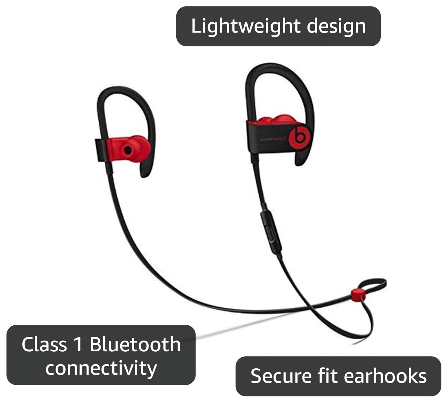 beats Powerbeats3 Wireless Ear-Hook Headphones Decade Collection Black/Red MRQ92 (Renewed)