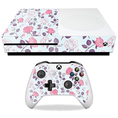 MightySkins Glossy Glitter Skin for Microsoft Xbox One S - Vintage Floral | Protective, Durable High-Gloss Glitter Finish | Easy to Apply, Remove,