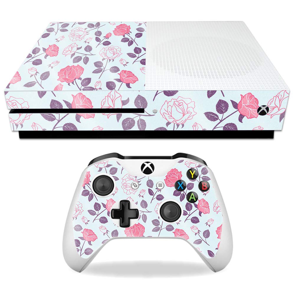 MightySkins Glossy Glitter Skin for Microsoft Xbox One S - Vintage Floral | Protective, Durable High-Gloss Glitter Finish | Easy to Apply, Remove,