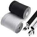 120" Neoprene Cable Management Organizer, Reversible Flexible Cuttable DIY Hole Cord Hider Cover Sleeve for Office TV Computer Home Desk Protect Wires