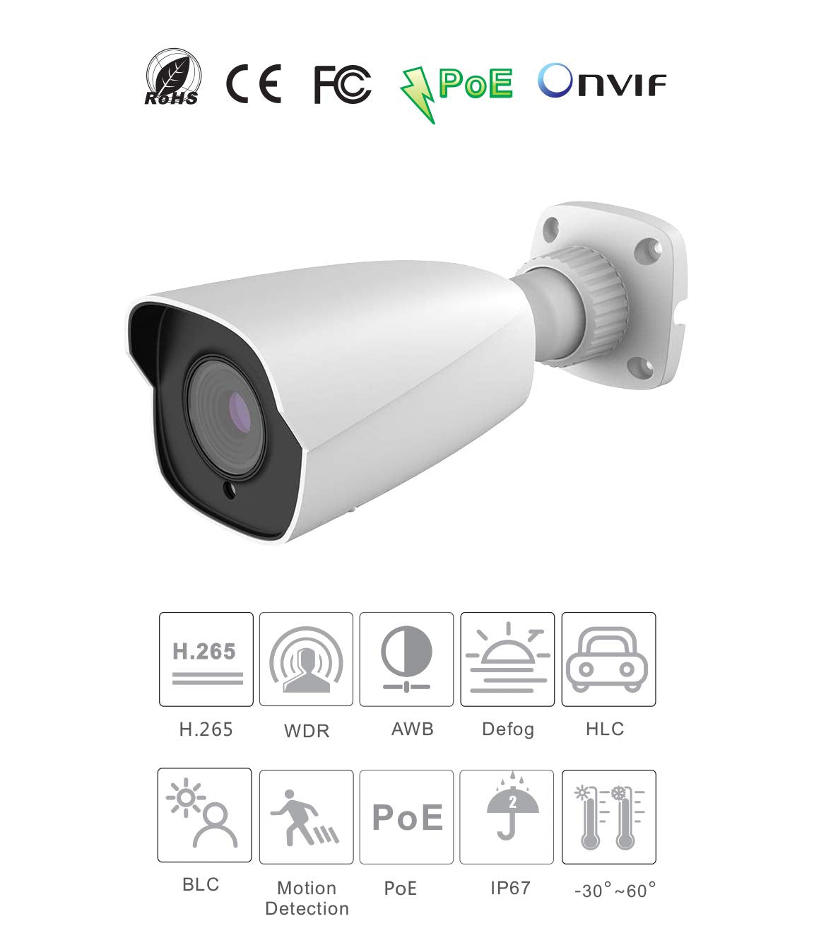 Titanium IP-5IR5S32/MZ 5MP Network IR Motorized Bullet Security Camera, 1/2.7" CMOS Sensor, 2.8~12mm Lens, 2592x1944 Max. Resolution, 30~50m IR Night