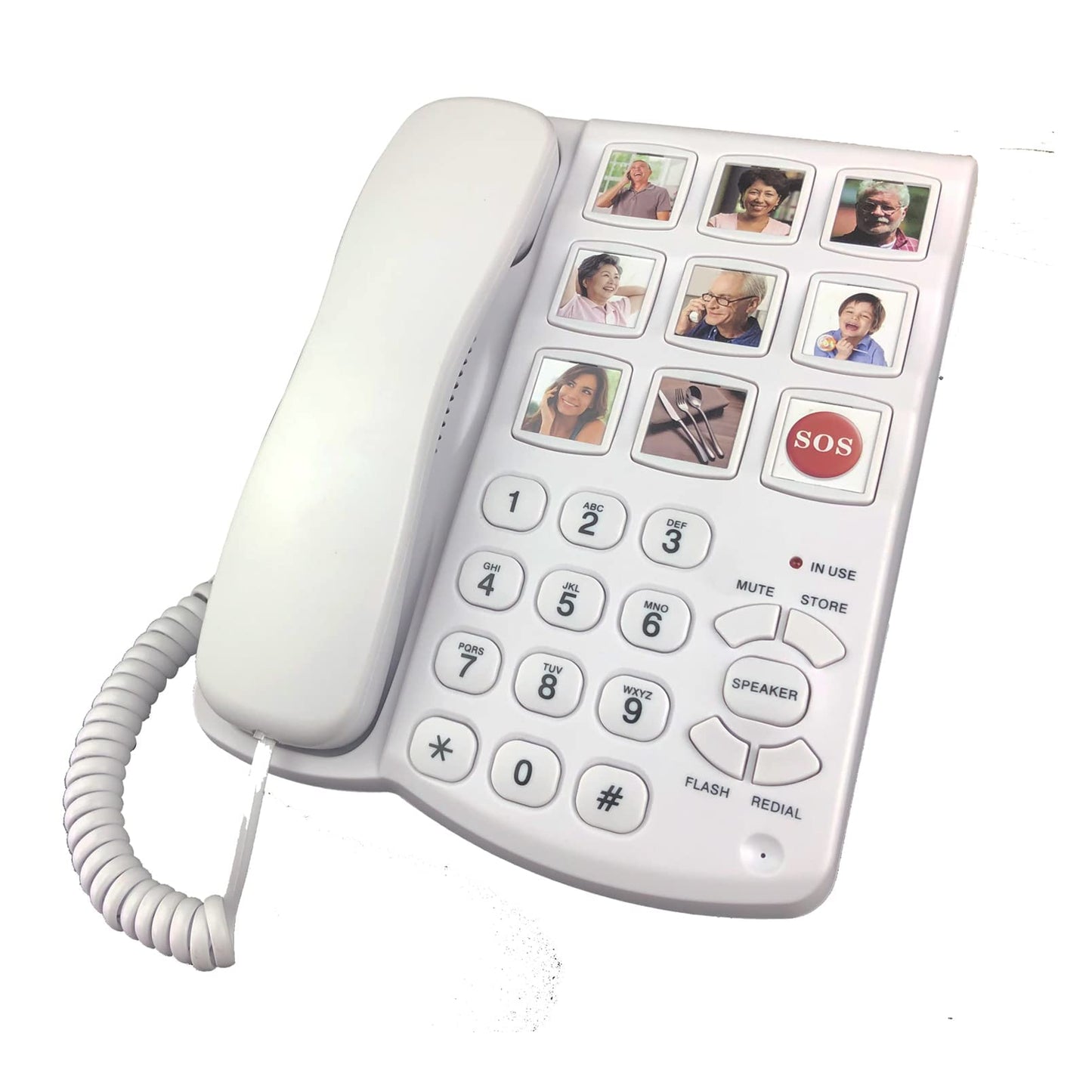 Benotek Corded Big Button Picture Phone for Seniors with Speaker Redial, Hands Free Landline Desk Telephone, Amplied Large Button Home Phones