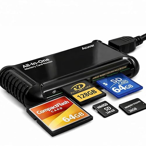 Acuvar XD Picture Card Reader/Writer - All-in-One USB Memory Card Reader for Olympus & Fujifilm XD, SD/SDHC, Micro SD, CF & Memory Stick Cards