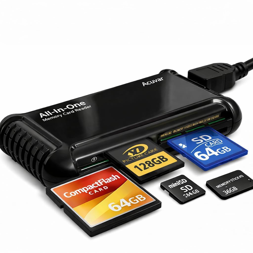 Acuvar XD Picture Card Reader/Writer - All-in-One USB Memory Card Reader for Olympus & Fujifilm XD, SD/SDHC, Micro SD, CF & Memory Stick Cards