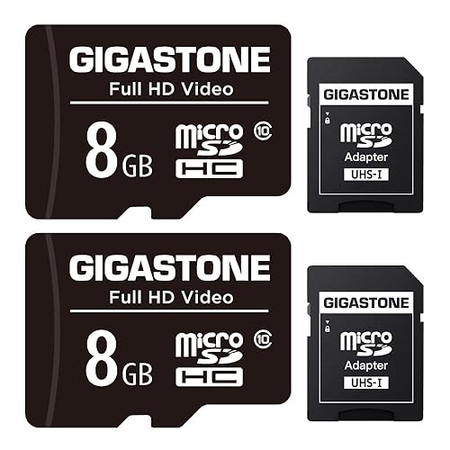 GIGASTONE 8GB Micro SD Card 2-Pack, Full HD Video, Surveillance Security Cam Action Camera Drone, 80MB/s Micro SDHC Class 10