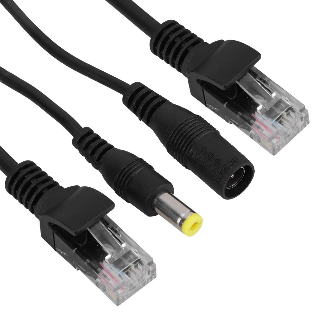 12V PoE Adapter, Power Over Ethernet Passive POE Adapter Cable Splitter Injector for Surveillance Camera(Black)