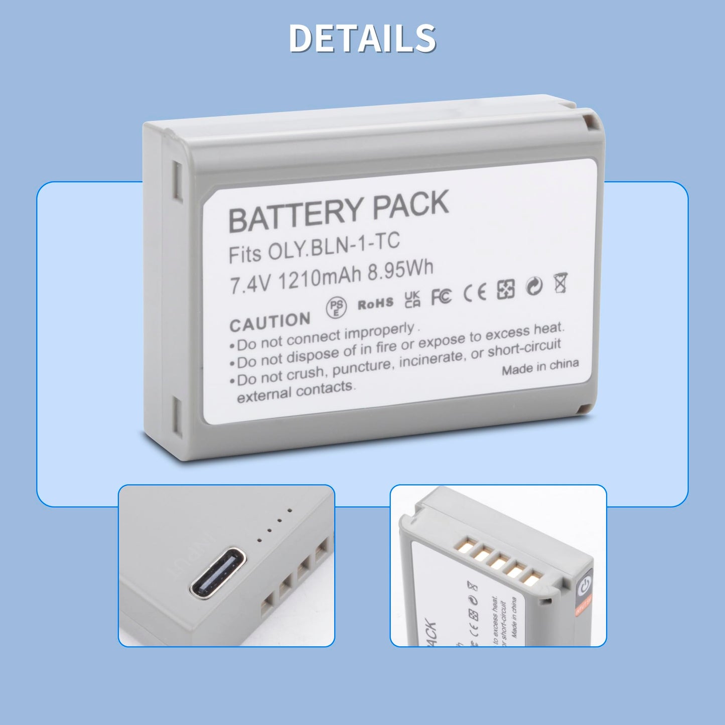 TZRONG 2-Pack BLN-1D Battery Replacement for Olympus BLN-1 BLN1 Battery, BCN-1 BCN1 Charger, M-D E-M1, OM-D E-M5, OM-D E-M5 Mark II, Pen E-P5, Pen-F
