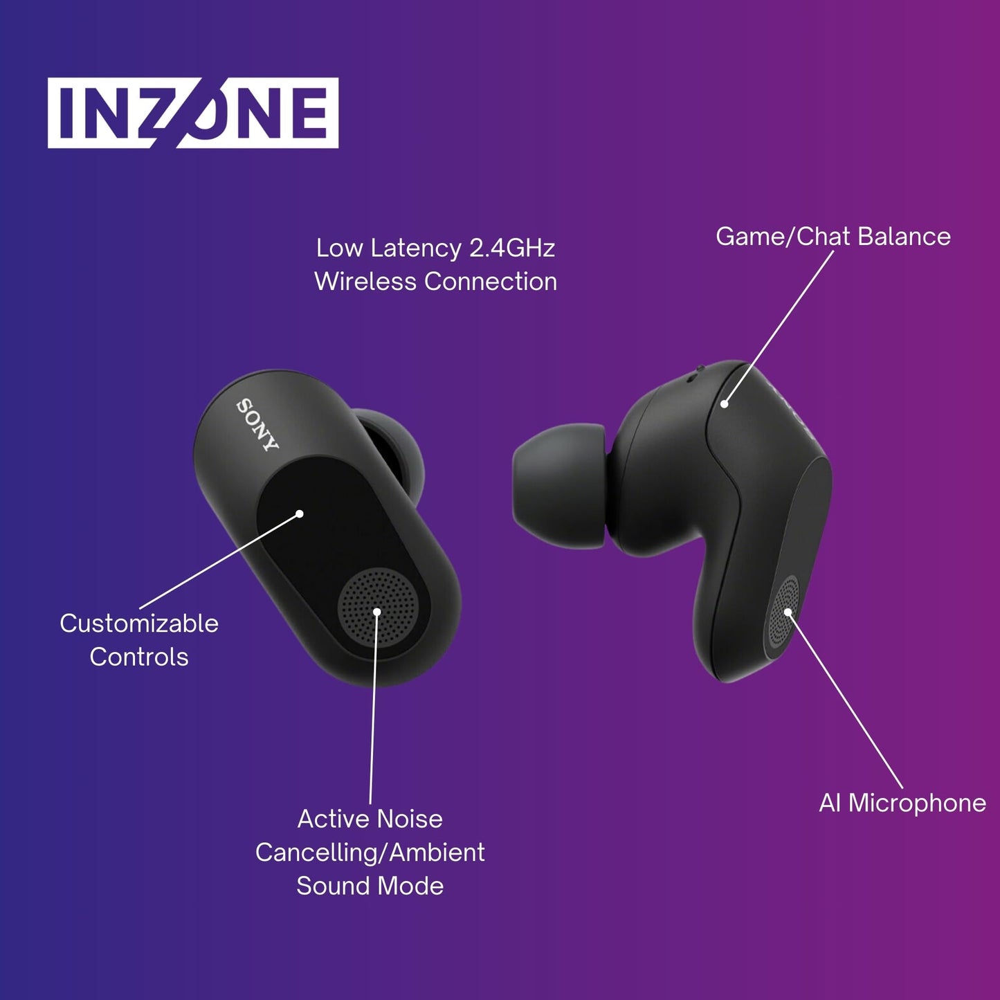 Sony INZONE Buds Gaming Earbuds (Black) with Noise-Canceling Mic - Immersive Sound Quality and Comfortable Fit - Wireless Bluetooth Earphones Bundle…