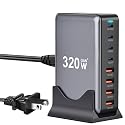 USB C Charger Block 320W 8 Port GaN3 Fast Charging Station Compatible with Laptop,ipad, iPhone 16/15/14/13 /12 Pro Max Fast Charger Pixel Note MacBook