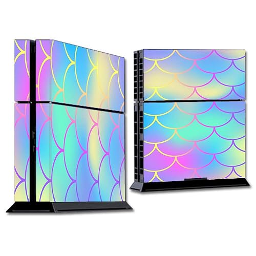 IT'S A SKIN Wrap Compatible with PS4 (R) Sony (R) PlayStation (R) Console - Decals Vinyl Stickers Overlay - Pastel colorful mermaid scales