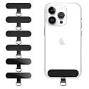 Qyoocom Phone Tether Tab, 6 Pack of Ultra-Thin, Durable Tabs for Phone Lanyards & Wrist Straps Replacement Part for All Full Phone Cases (Black)
