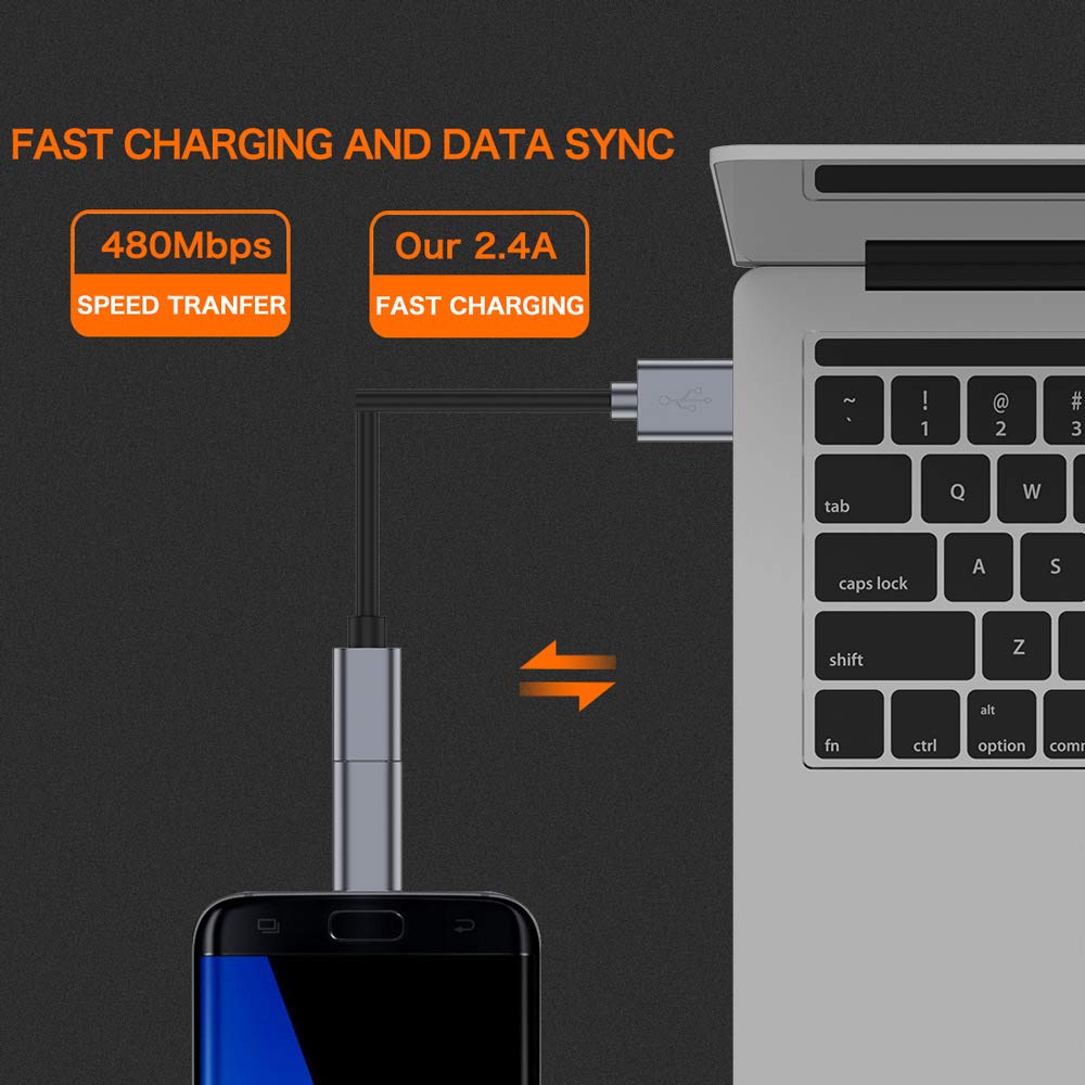 JXMOX USB C to Micro USB Adapter, (4-Pack) Type C Female to Micro USB Male Convert Connector Support Charge Data Sync Compatible with Samsung Galaxy…