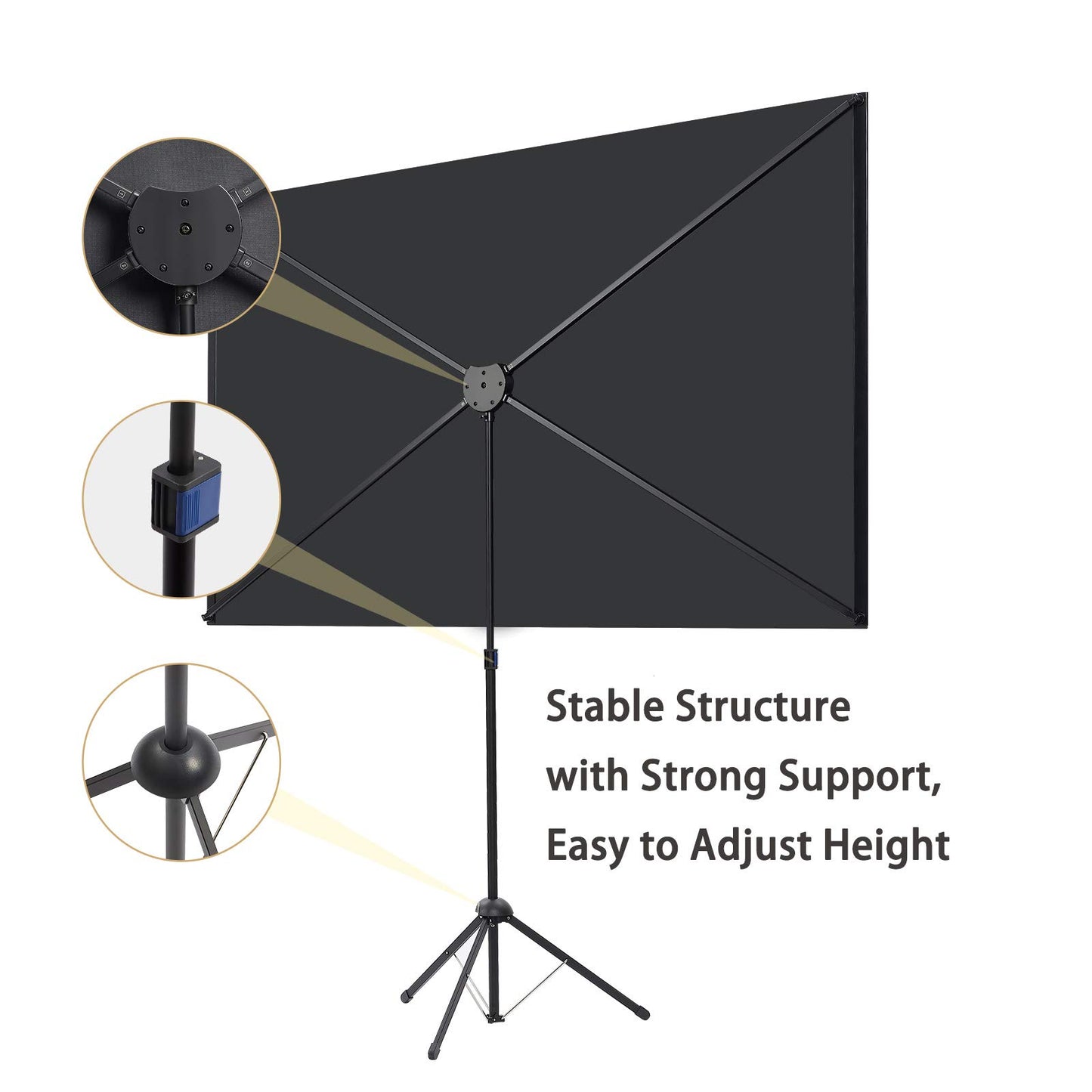 Portable Projector Screen with Stand, Outdoor Movie Screen, 80 Inch 16:9, Light-Weight, Mobile and Compact, Easy Setup and Carrying, Projection Screen
