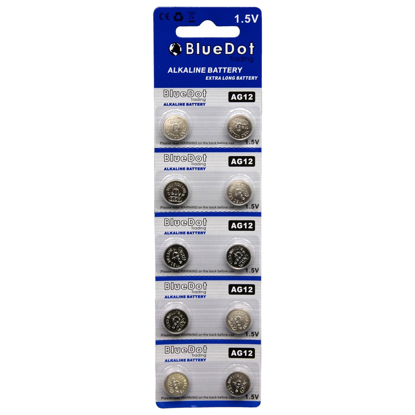 BlueDot Trading AG12 1.5V Alkaline Coin Cell Battery for Watch, Hearing Aid, Calculator, Flashlights, Keyless Entry, LR43 SR43 260 386 Batteries, 1…