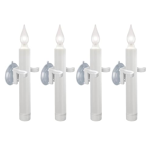 612 Vermont LED Battery Operated Suction Cup Window Candles with Timer, Bright Hot Spot, VT-1506SC-4 (Pack of 4)