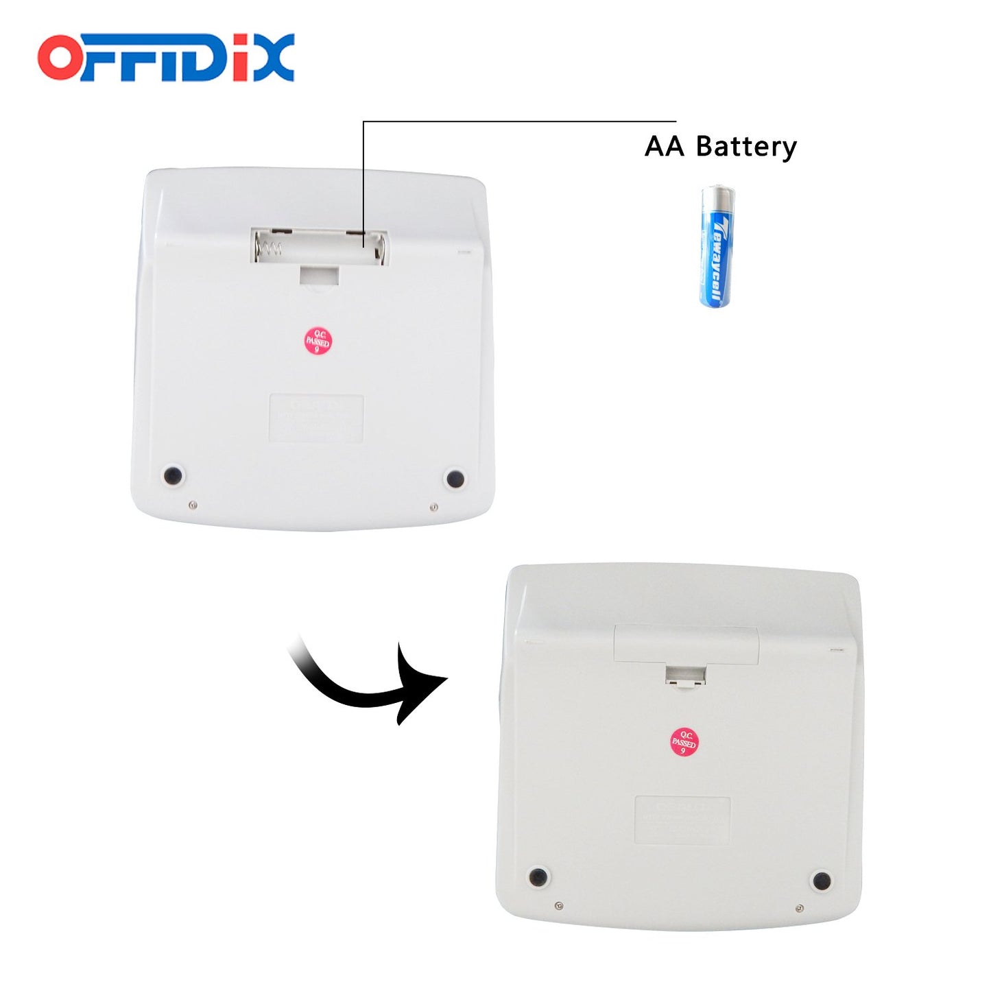 OFFIDIX Office Desktop Solar and Battery Dual Power Electronic Calculator - Portable 12 Digit Large LCD Display - 1PC