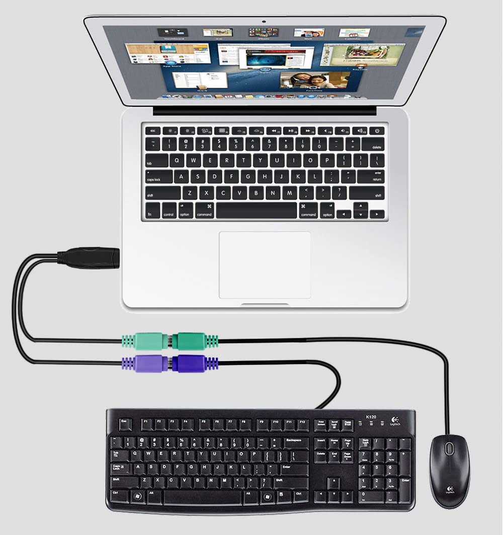 HuaLiSiJi PS2 to USB Adapter USB to PS2 Keyboard and Mouse Adapter, PS2 to USB Cable Built-in Chip No Need to Drive Plug and Play (Black+Adapter)