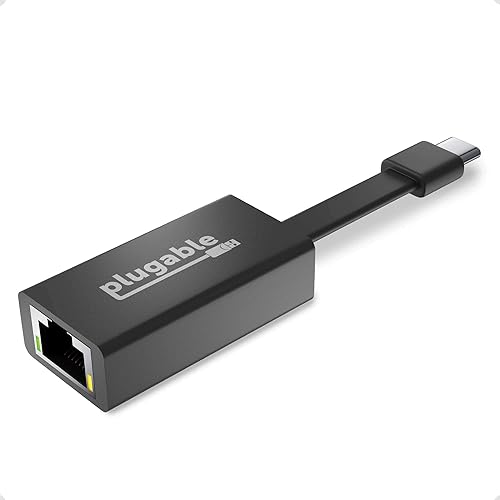 Plugable USB C to Ethernet Adapter, Driverless Fast and Reliable Gigabit Speed, Thunderbolt 3 to Ethernet Adapter Compatible with MacBook Pro
