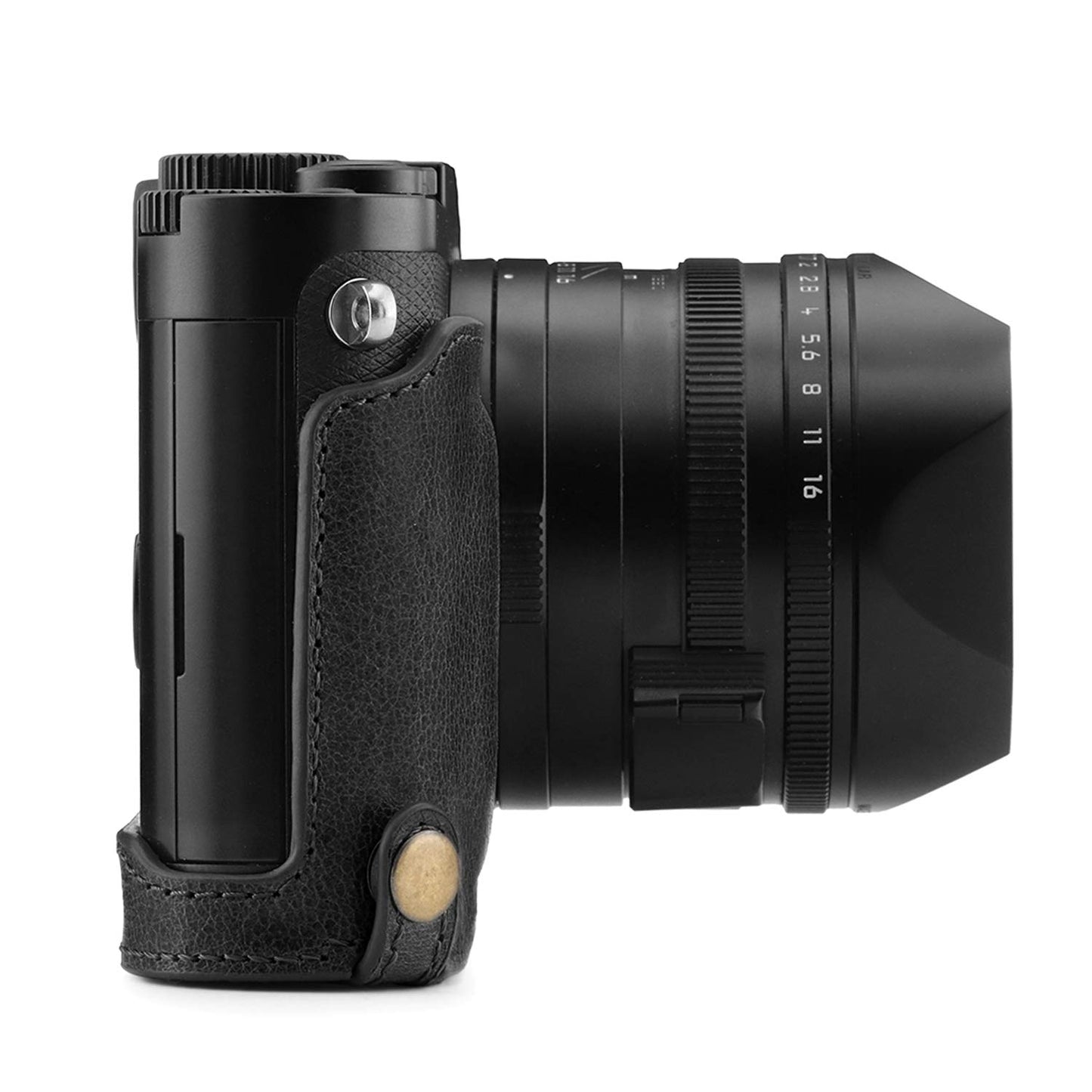 Megagear MG1400 Leica Q-P, Q (Typ 116) Ever Ready Genuine Leather Camera Half Case and Strap, with Battery Access, Black