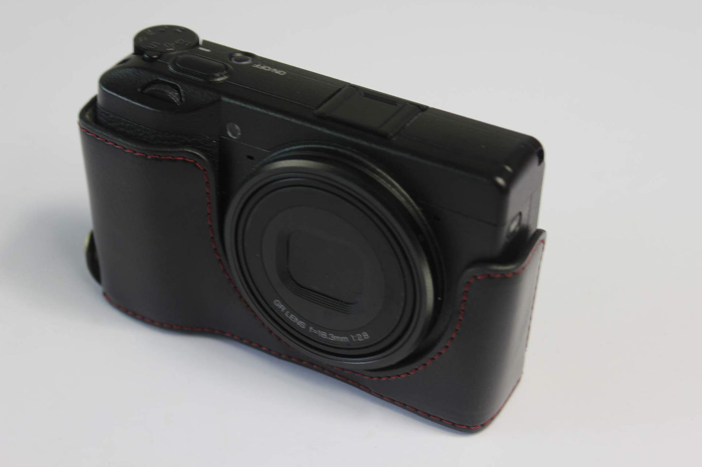 Ricoh GR III Case, BolinUS Handmade PU Leather Half Camera Case Bag Cover Bottom Opening Version for Ricoh GR III with Hand Strap (Black)
