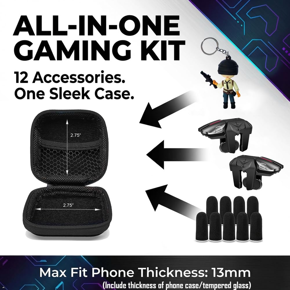 Mikirini PUBG Mobile Triggers 13 in 1 Combo, 4 Gaming Triggers Mobile Phone Game Controller for PUBG/Knives Out/Call of Duty/Rules of Survival, Aim