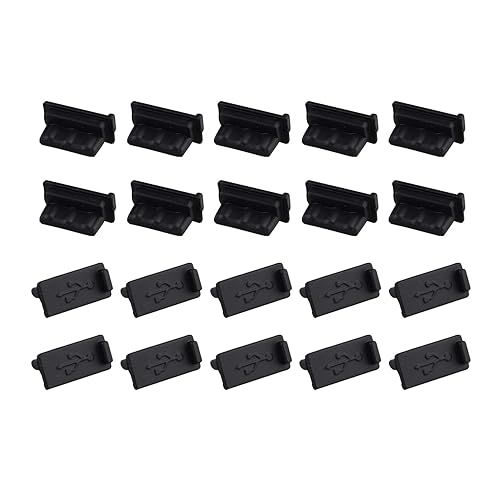 Futheda 20PCS Universal Silicone USB 2.0/3.0 Port Plug Cover Cap Female Jack Interface Anti Dust Protector Black Compatible with Tablet PC Notebook